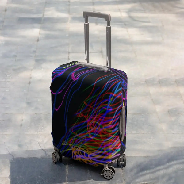 Abstract Neon Lines Luggage Cover Luggage Cover / Multi-color / M
