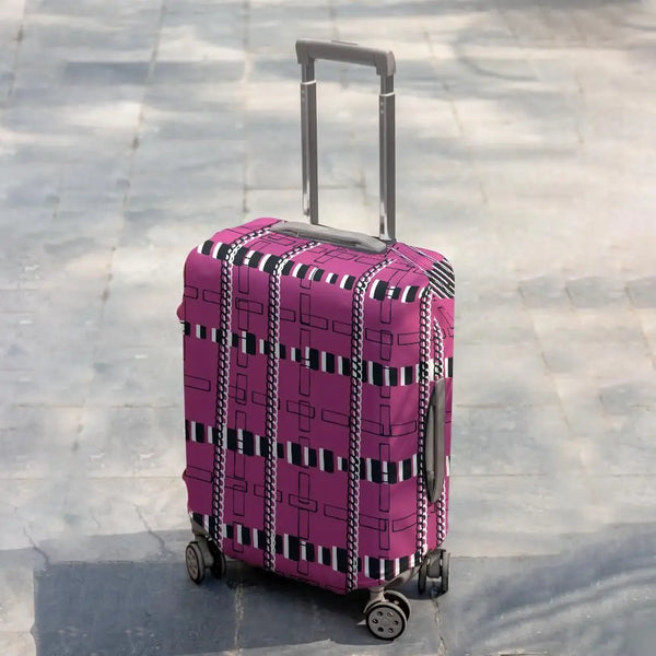 Pink Stitch Print Luggage Cover Luggage Cover / Multi-color / S